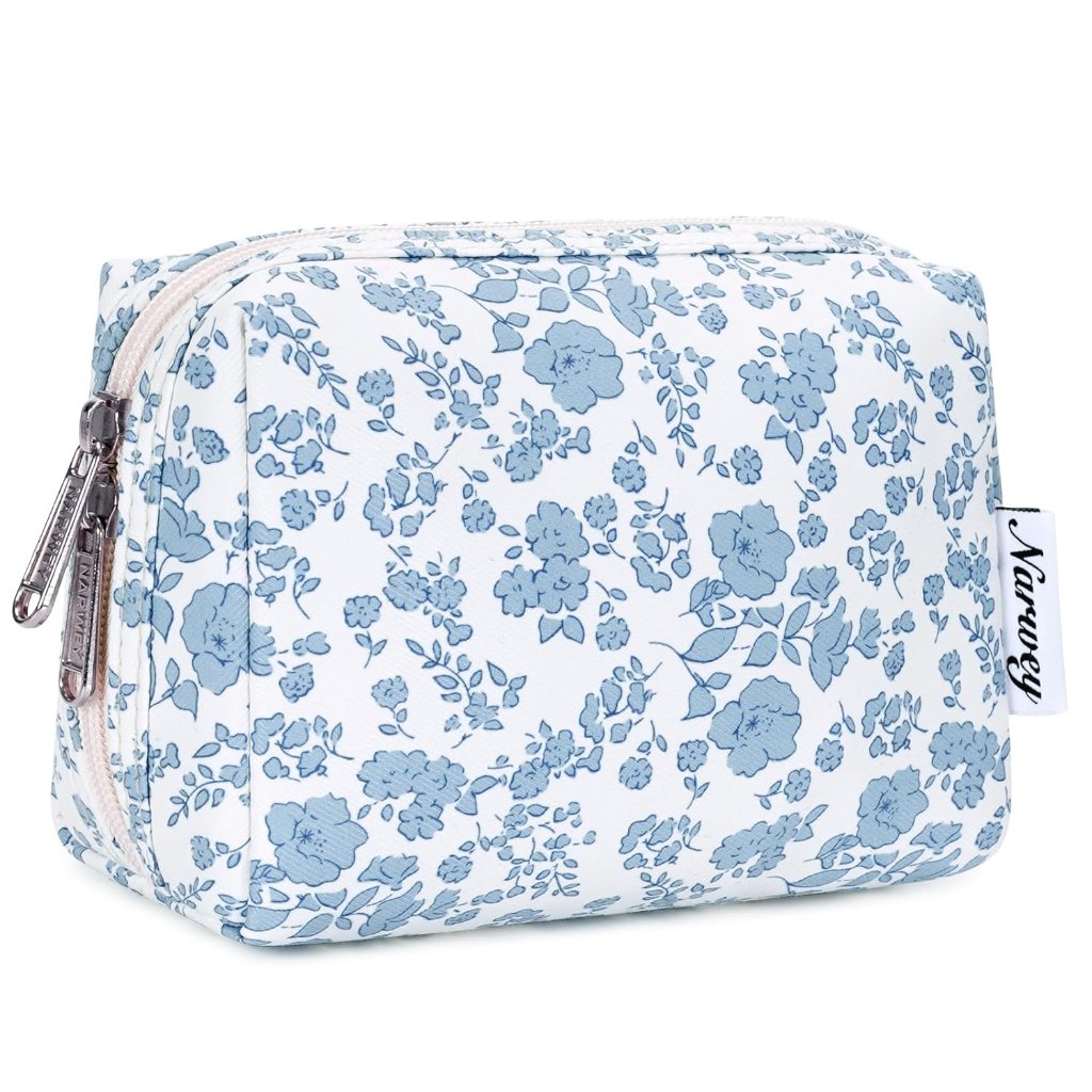 Small Cute Floral Makeup Bag For Purse Mini Cosmetic Bag Travel Makeup Pouch Zip